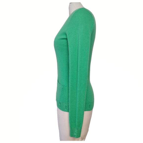 RALPH LAUREN Classic Cashmere Sweater Green Size S Preppy Basic V-Neck Cardigan - Picture 7 of 12